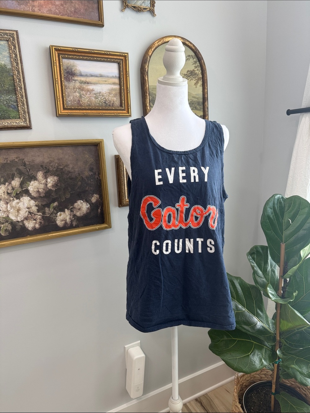 Fruit of the Loom Navy Tank Top with Red & White 'Gator' Graphic